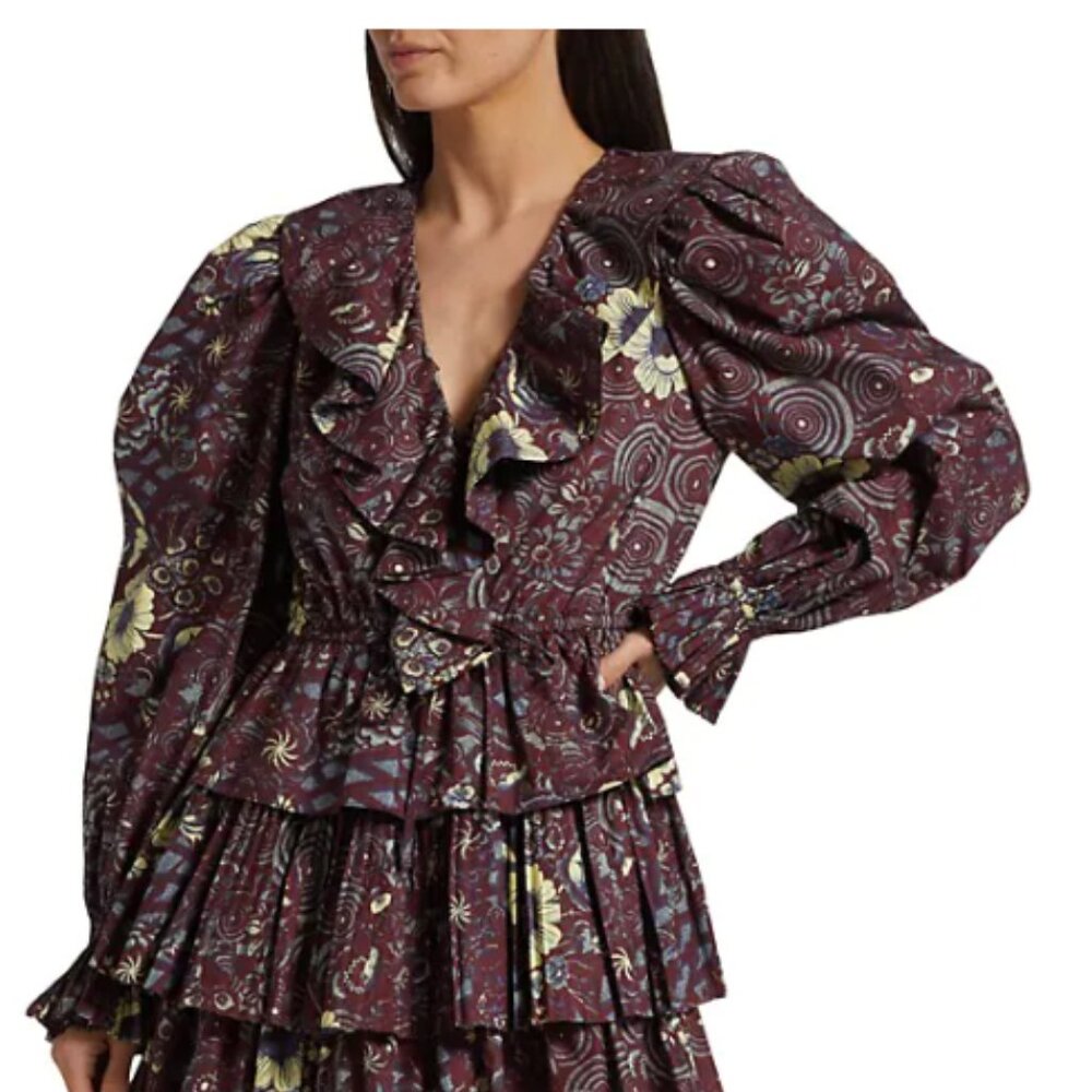 Ulla Johnson Lola Floral Tiered Minidress Heliotrope - New with tag